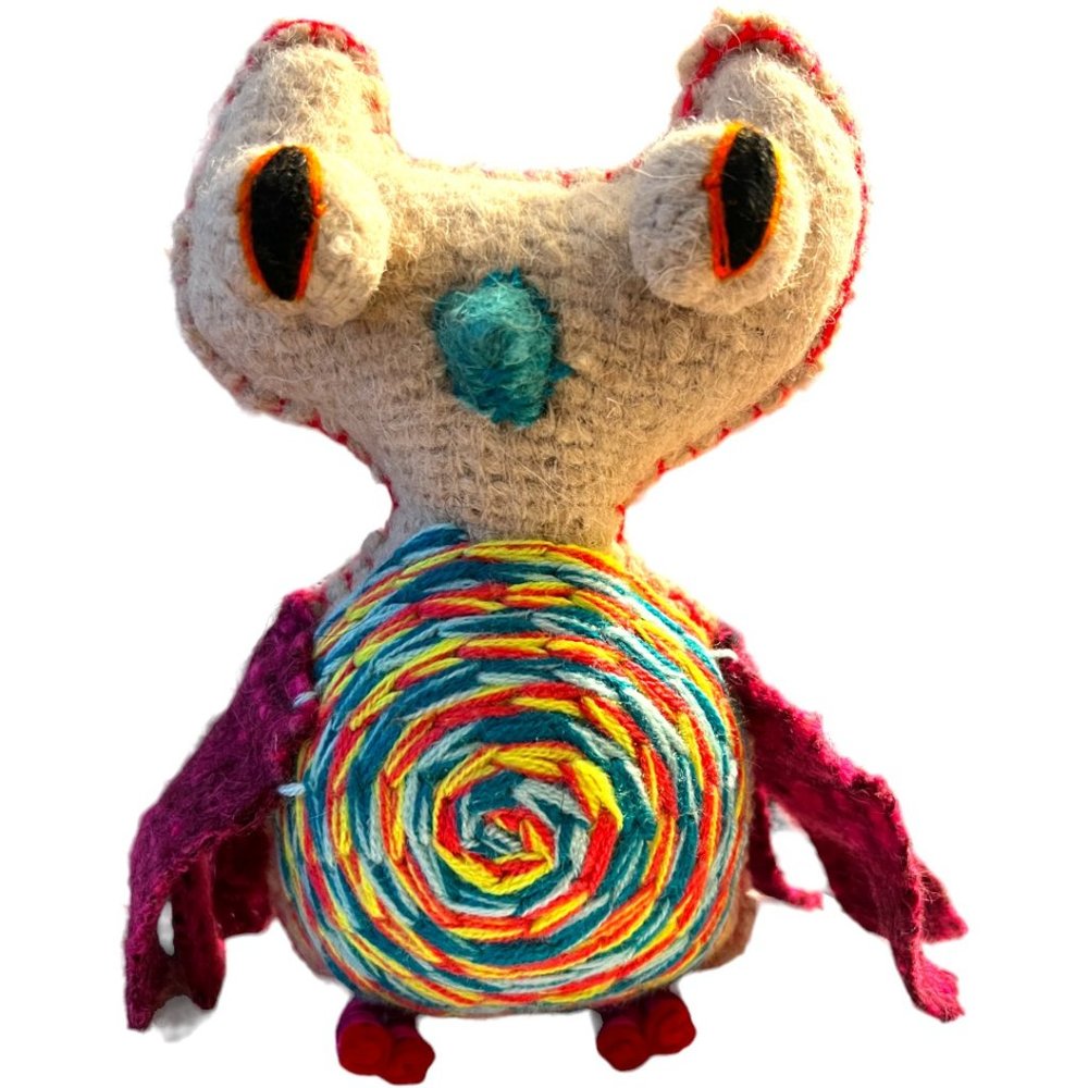 NWOT Wool Owl Folk Art Handmade, Handstitched Artisanal Decor Toy Charming Boho